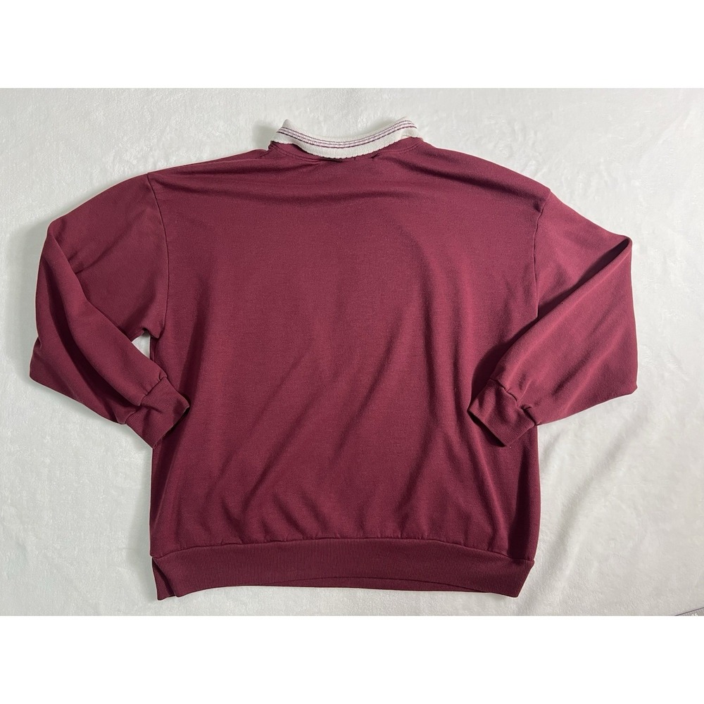 Basic Editions Burgundy Collared Pullover Sweatshirt Bear Graphic Women's L Fall - Picture 11 of 12